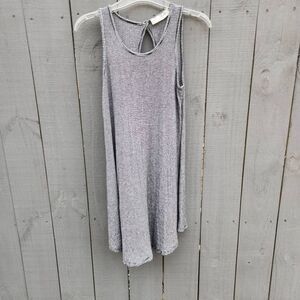 Lela Sky Stripped Ribbed T-Shirt Dress Keyhole Back Women's Small